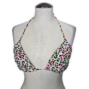Lost Colorful Animal Print Bikini Top Swimwear L